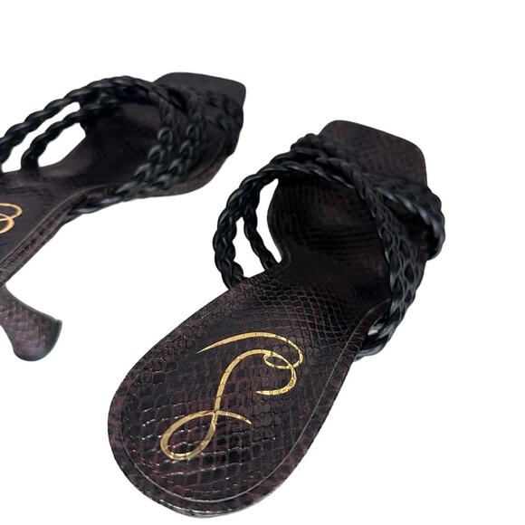Sam Edelman Marjorie Leather Python Braided Square Toe Kitten Heels Size 8.5 - Picture 8 of 10